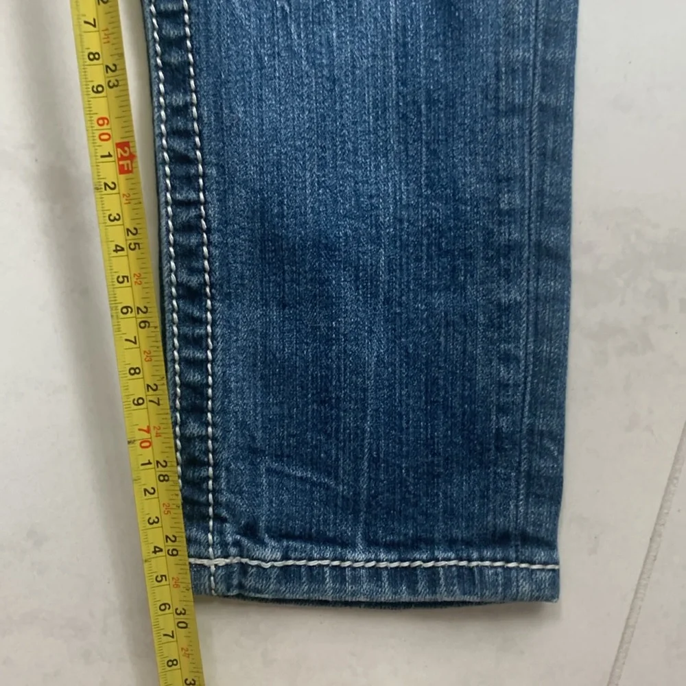Signature skinny Miss Me med blue color jeans size 27 thick stitch low rise Y2K - Picture 8 of 12